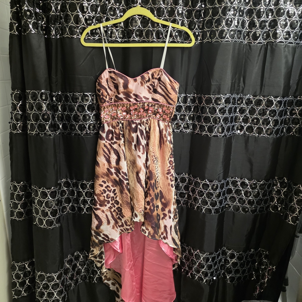 Leopard Print High Low Dress